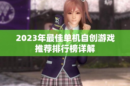 2023年最佳单机自创游戏推荐排行榜详解