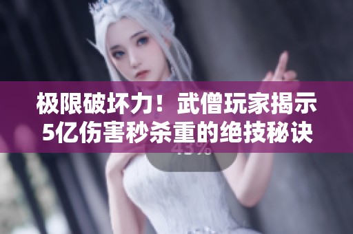 极限破坏力！武僧玩家揭示5亿伤害秒杀重的绝技秘诀