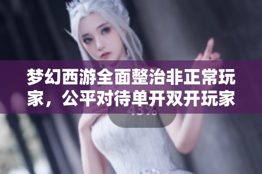 梦幻西游全面整治非正常玩家，公平对待单开双开玩家新举措
