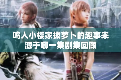 鸣人小樱家拔萝卜的趣事来源于哪一集剧集回顾