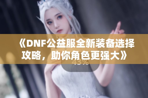 《DNF公益服全新装备选择攻略，助你角色更强大》