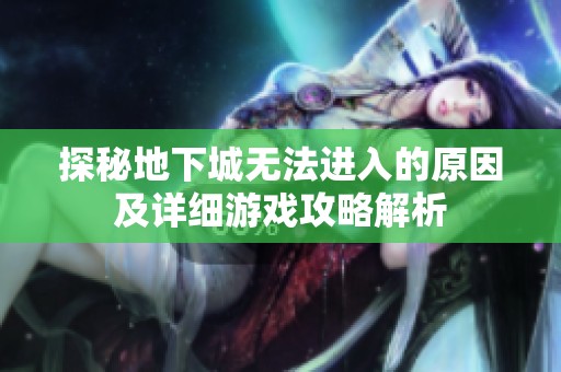探秘地下城无法进入的原因及详细游戏攻略解析