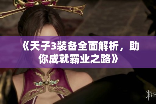 《天子3装备全面解析，助你成就霸业之路》