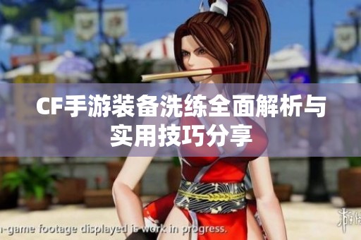CF手游装备洗练全面解析与实用技巧分享