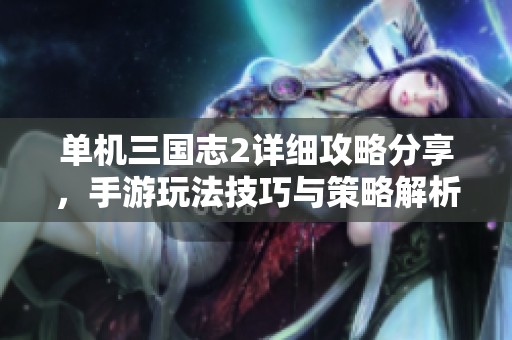 单机三国志2详细攻略分享，手游玩法技巧与策略解析