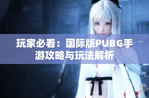 玩家必看：国际版PUBG手游攻略与玩法解析