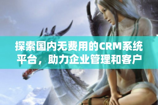 探索国内无费用的CRM系统平台，助力企业管理和客户关系优化