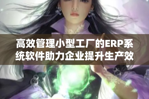 高效管理小型工厂的ERP系统软件助力企业提升生产效率