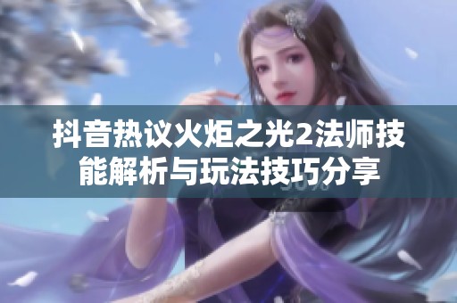 抖音热议火炬之光2法师技能解析与玩法技巧分享
