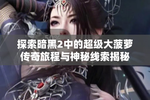 探索暗黑2中的超级大菠萝传奇旅程与神秘线索揭秘