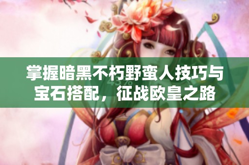 掌握暗黑不朽野蛮人技巧与宝石搭配，征战欧皇之路