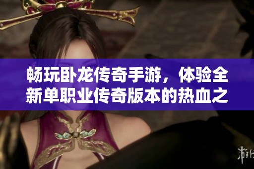 畅玩卧龙传奇手游，体验全新单职业传奇版本的热血之旅