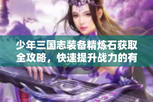 少年三国志装备精炼石获取全攻略，快速提升战力的有效途径揭秘