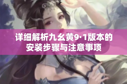 详细解析九幺黄9·1版本的安装步骤与注意事项