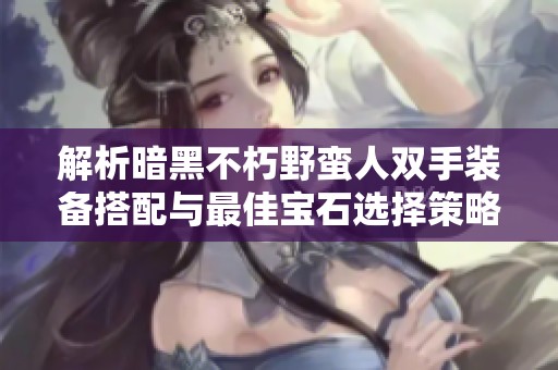解析暗黑不朽野蛮人双手装备搭配与最佳宝石选择策略